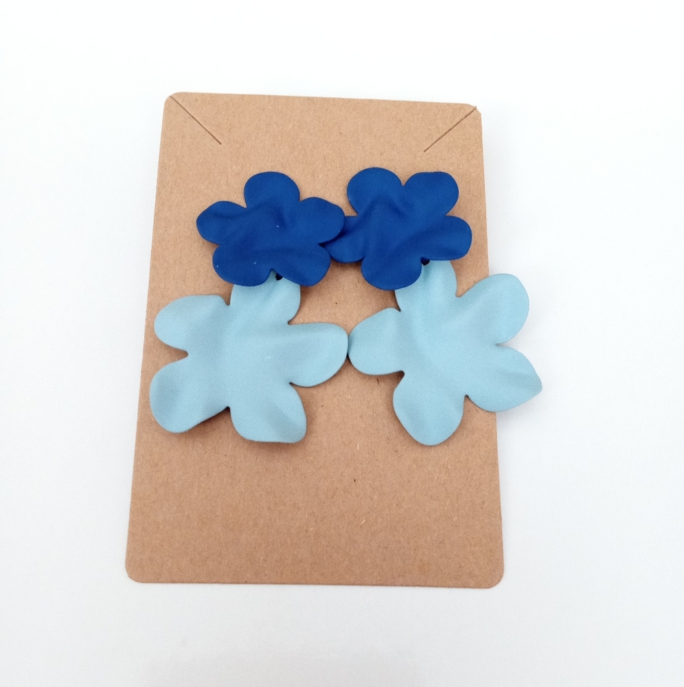 Fashion Jewelry Blue Flowers Dangle Earrings